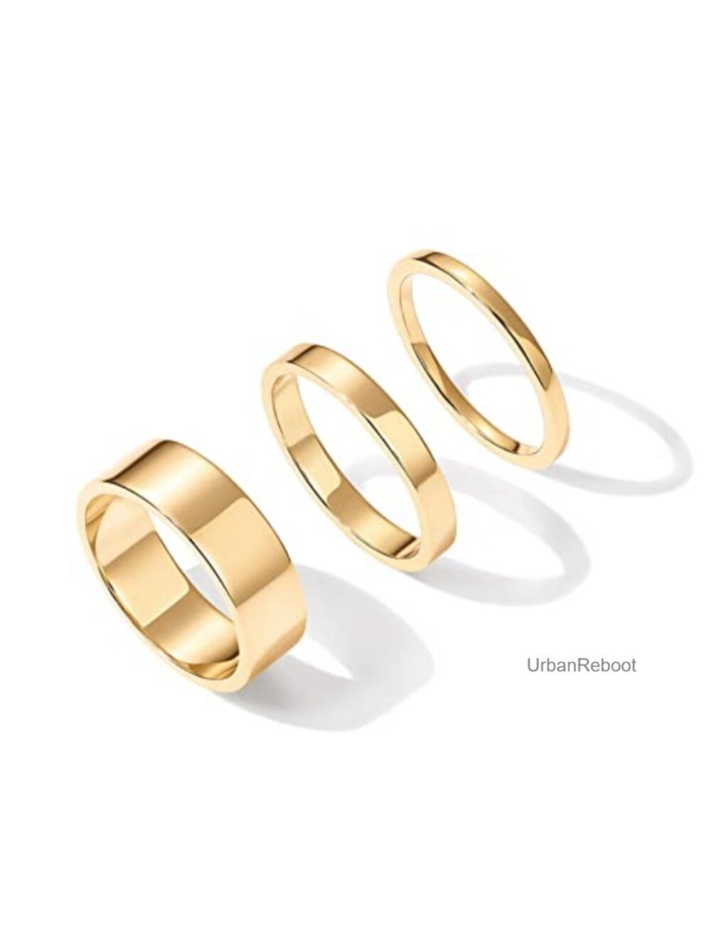 18K Gold Plated 3 Rings Set Stacking Rings for Women Hypoallergenic